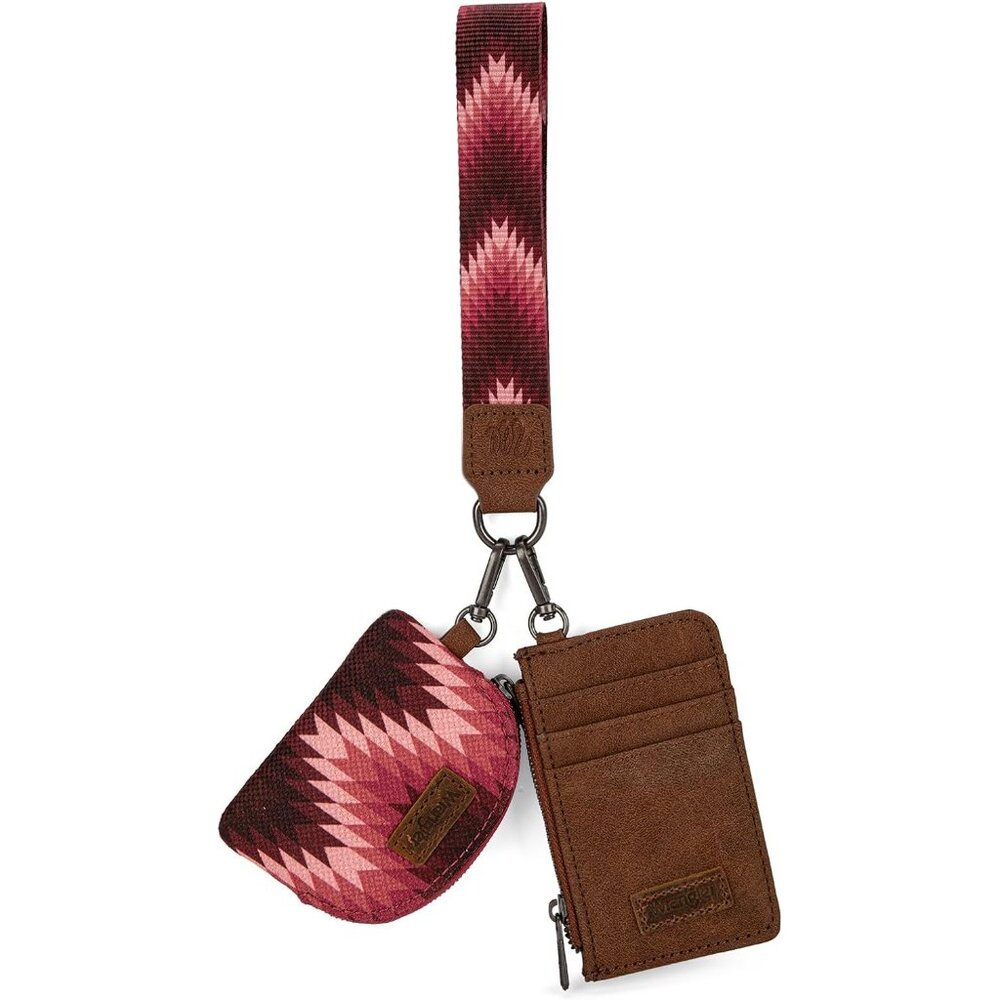 Wrangler Aztec Keychain Wristlet Wallets For Women Western Dual Pouch Wristlet C